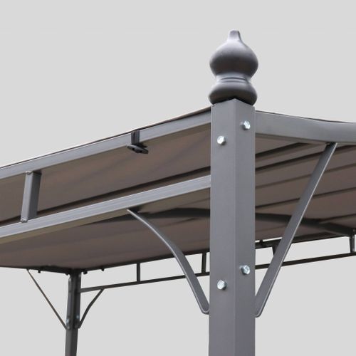 Pergola Adossée 3x2.5m - Brestum - Toile Grise - Pergola Murale