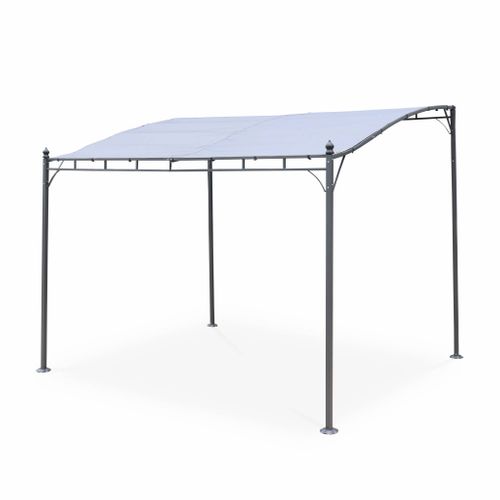 Pergola Adossée 3x2.5m - Brestum - Toile Grise - Pergola Murale