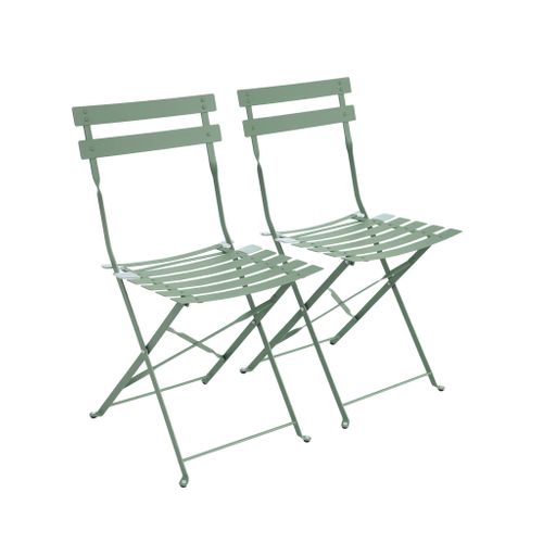 Lot De 2 Chaises De Jardin Bistrot Pliables En Acier Thermolaqué. 49.5 X 41 X 80.5cm
