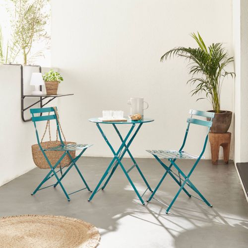 Table De Jardin Bistrot Ronde Ø60cm Pliable En Acier Thermolaqué