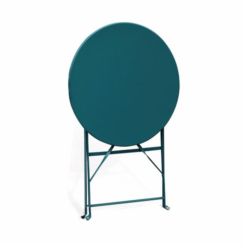 Table De Jardin Bistrot Ronde Ø60cm Pliable En Acier Thermolaqué