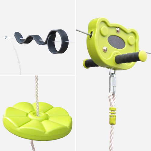 Alize - Tyrolienne Pour Enfants De 30m Avec Balançoire Disque. Poignées Antidérapantes. Système