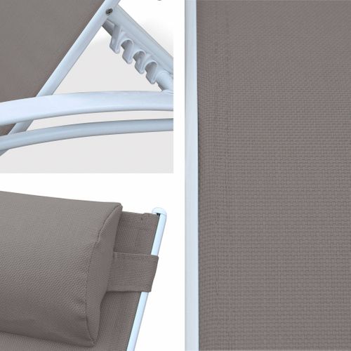 Toile De Remplacement Pour Bain De Soleil Louisa. En Aluminium Et Textilène. Avec Têtière -