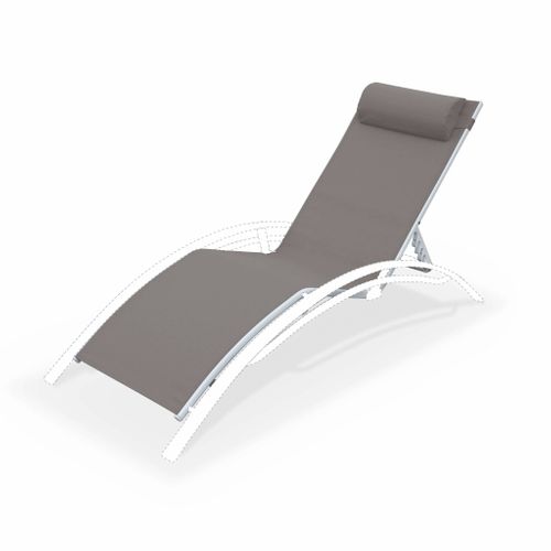 Toile De Remplacement Pour Bain De Soleil Louisa. En Aluminium Et Textilène. Avec Têtière -