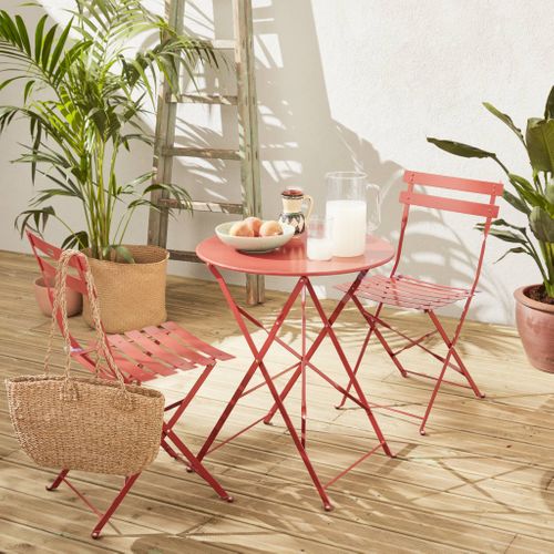 Table De Jardin Bistrot Ronde Ø60cm Pliable En Acier Thermolaqué