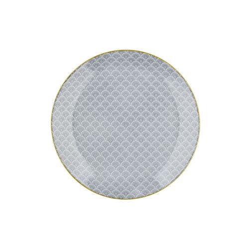 Lot De 6 Assiettes Plates En Porcelaine Gris D26