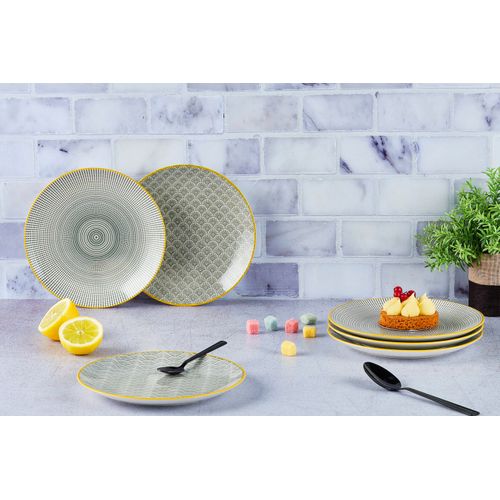 Lot De 6 Assiettes à Dessert En Porcelaine Gris D21
