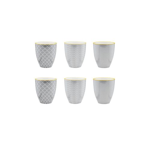 Lot De 6 Mugs En Porcelaine Gris 30cl