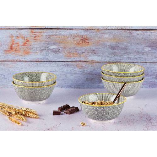 Lot De 6 Bols Moyens En Porcelaine Gris D15