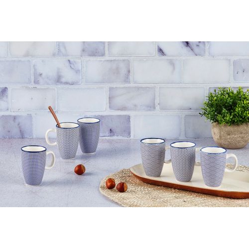 Lot De 6 Tasses En Porcelaine Bleu D5