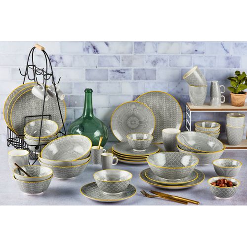 Lot De 42 Set Complet En Porcelaine Gris D