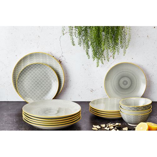 Lot De 18 Set Les Essentiels En Porcelaine Gris D