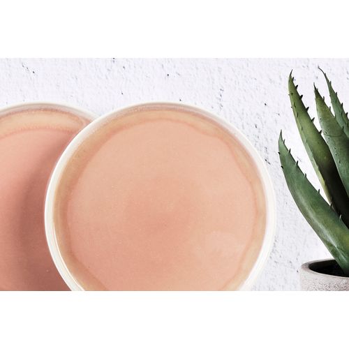 Lot De 6 Assiettes à Dessert En Grès Rose D21.5