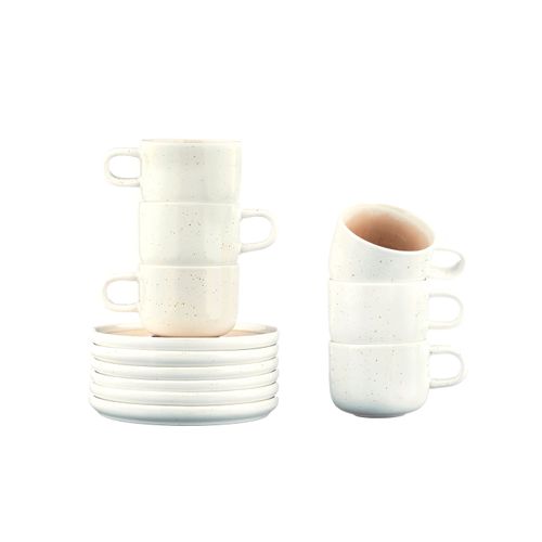 Lot De 6 Tasses En Grès Rose D15