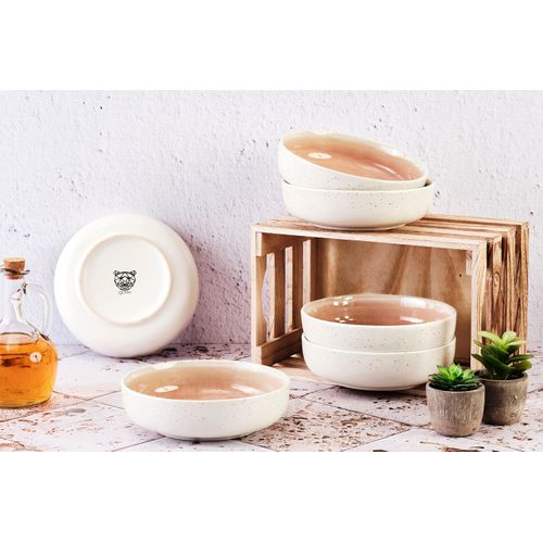 Lot De 6 Bols Moyens En Grès Rose D17.5