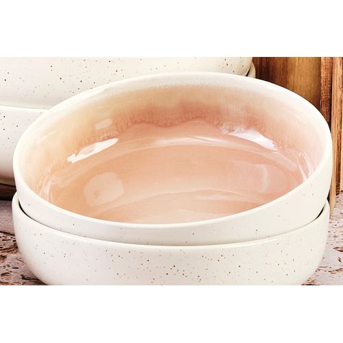 Lot De 6 Bols Moyens En Grès Rose D17.5