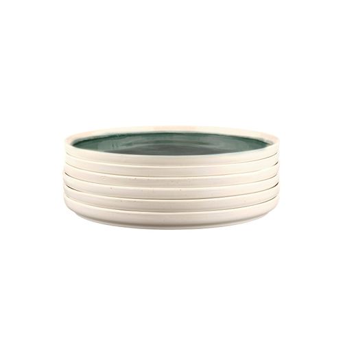 Lot De 6 Assiettes Plates En Grès Vert D27