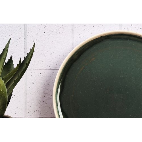Lot De 6 Assiettes Plates En Grès Vert D27