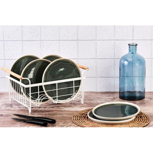 Lot De 6 Assiettes à Dessert En Grès Vert D21.5