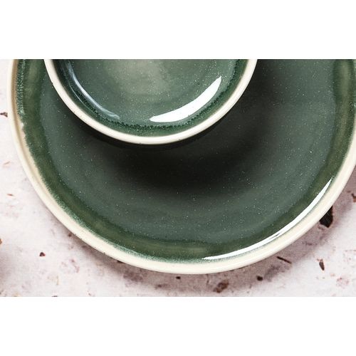 Lot De 6 Assiettes à Dessert En Grès Vert D21.5