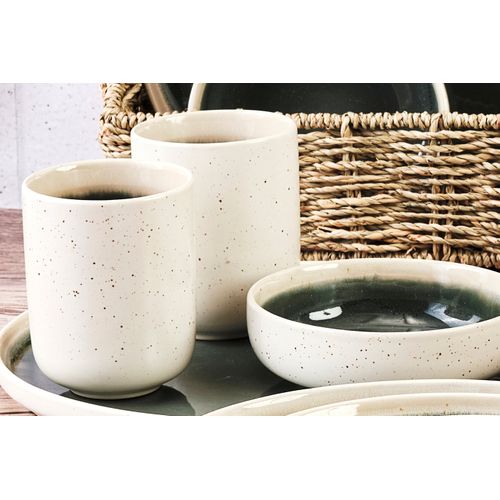 Lot De 6 Mugs En Grès Vert 30cl