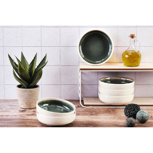 Lot De 6 Bols Moyens En Grès Vert D17.5