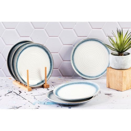 Lot De 6 Assiettes à Dessert En Grès Bleu D21.5