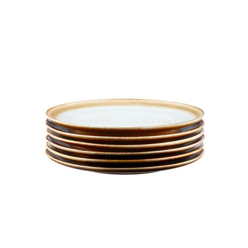 Lot De 6 Assiettes Plates En Grès Beige D27.5