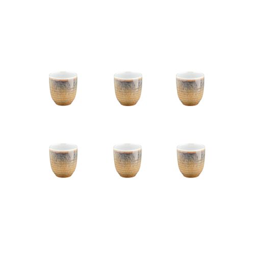Lot De 6 Tasses En Grès Beige D7