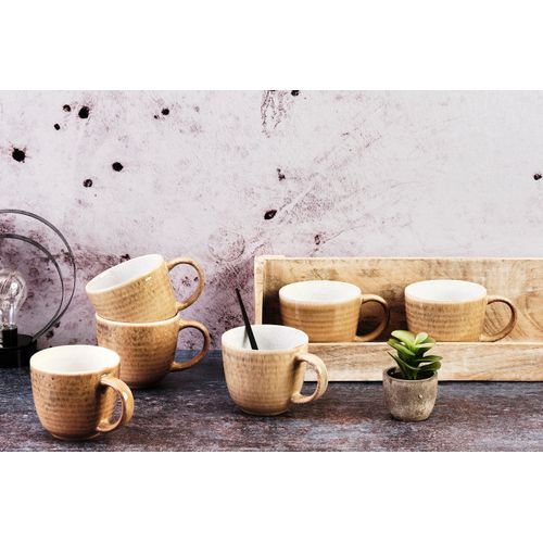 Lot De 6 Mugs En Grès Beige 30cl
