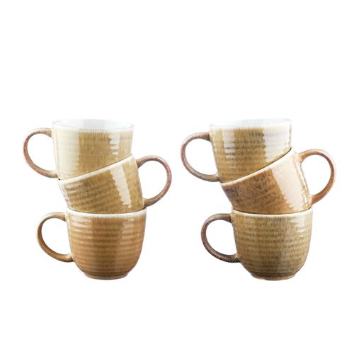 Lot De 6 Mugs En Grès Beige 30cl