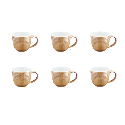 Lot De 6 Mugs En Grès Beige 30cl