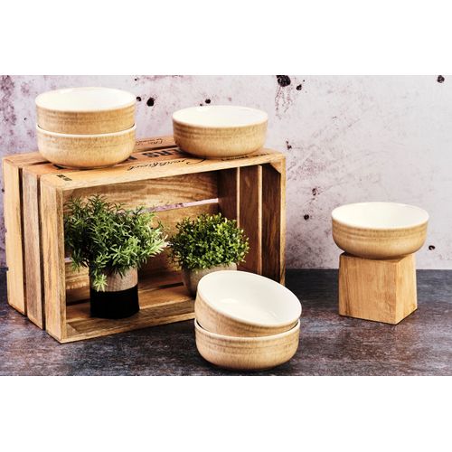 Lot De 6 Bols Moyens En Grès Beige D15.5