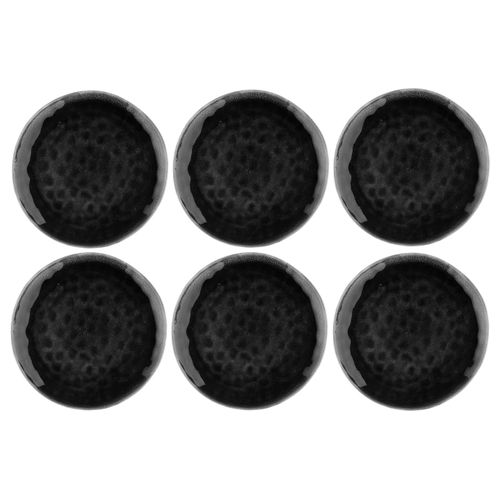 Lot De 6 Assiettes Plates En Grès Noir D28.5