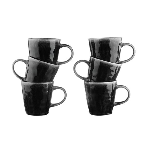 Lot De 6 Mugs En Grès Noir 40cl