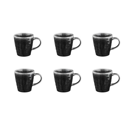 Lot De 6 Mugs En Grès Noir 40cl