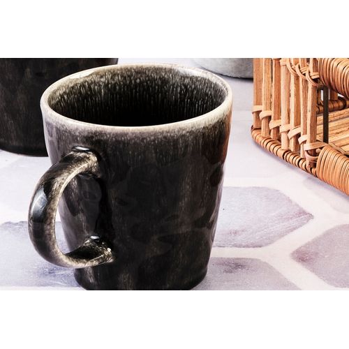Lot De 6 Mugs En Grès Noir 40cl