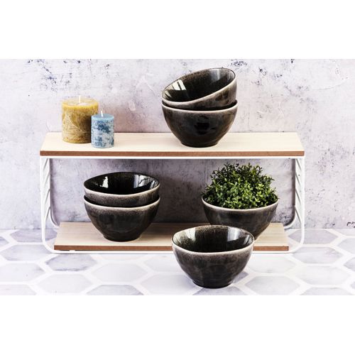 Lot De 6 Bols Moyens En Grès Noir D14.5