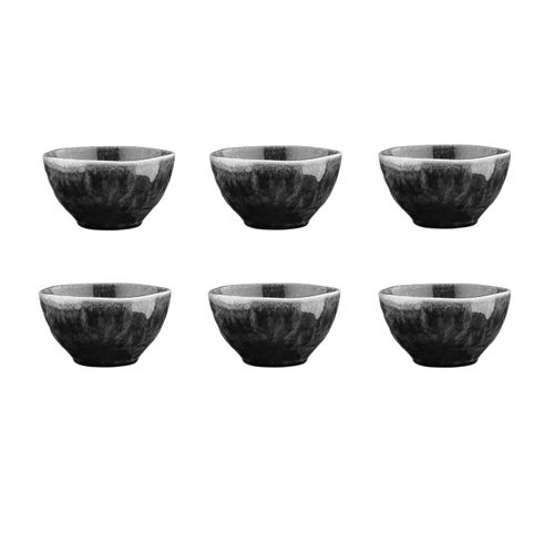 Lot De 6 Bols Moyens En Grès Noir D14.5
