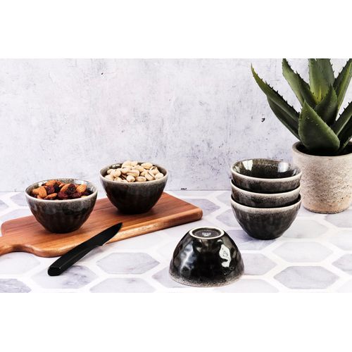 Lot De 6 Petits Bols En Grès Noir D11.5