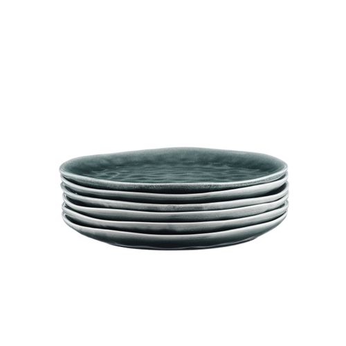 Lot De 6 Assiettes Plates En Grès Bleu D28.5