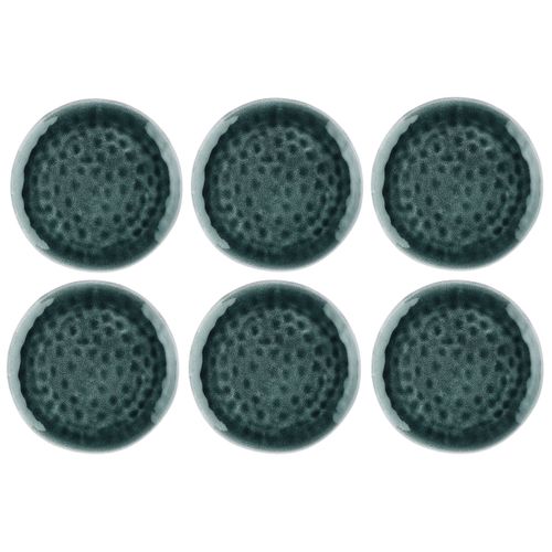 Lot De 6 Assiettes Plates En Grès Bleu D28.5