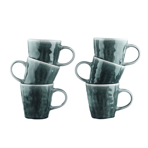 Lot De 6 Mugs En Grès Bleu 40cl