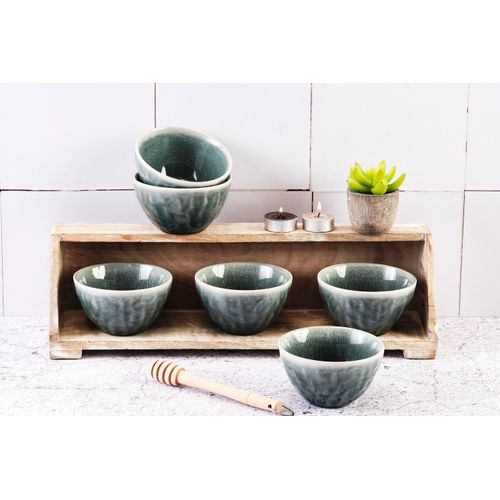 Lot De 6 Petits Bols En Grès Bleu D11.5