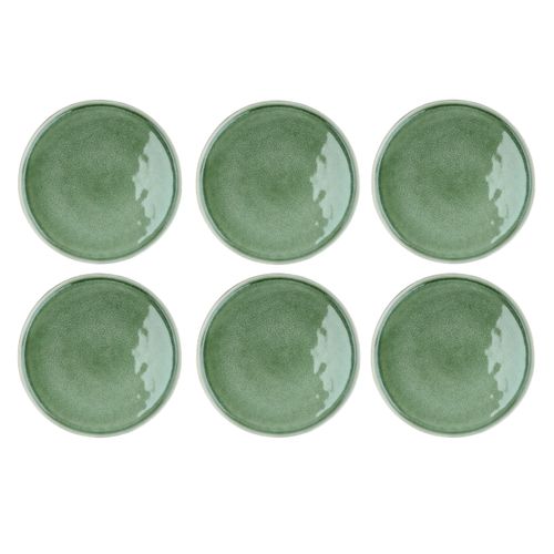 Lot De 6 Assiettes Plates En Grès Vert D27
