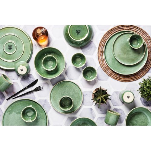 Lot De 6 Assiettes Plates En Grès Vert D27