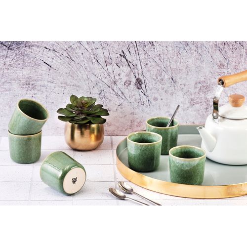 Lot De 6 Mugs En Grès Vert 20cl