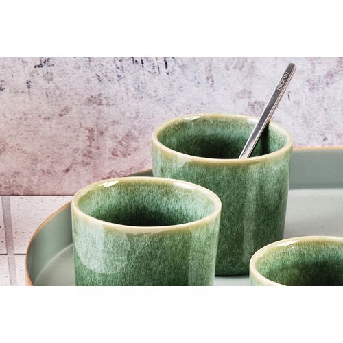 Lot De 6 Mugs En Grès Vert 20cl