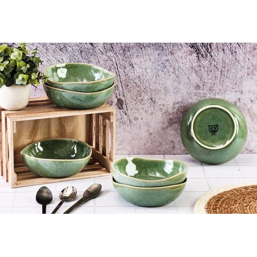 Lot De 6 Bols Moyens En Grès Vert D18