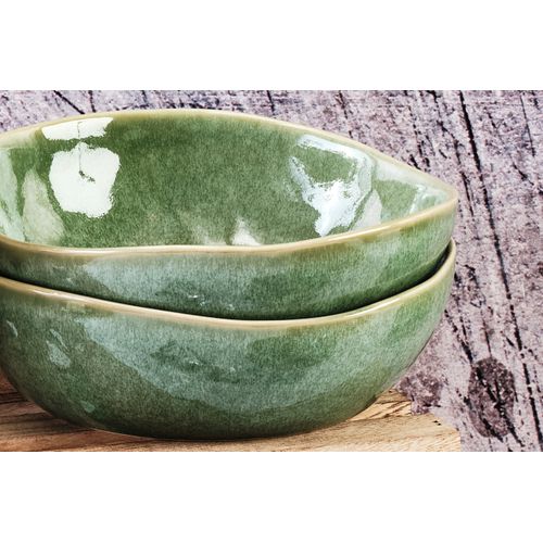 Lot De 6 Bols Moyens En Grès Vert D18